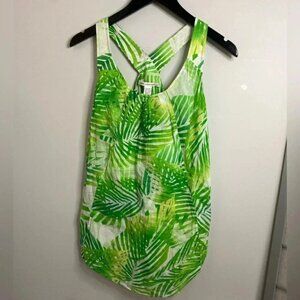 Diane von FurstenbergPalm Frond Green Leaf Sleeveless TopUS2